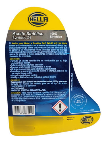 Aceite Motor Hella Sintético 5w50 Para Autos