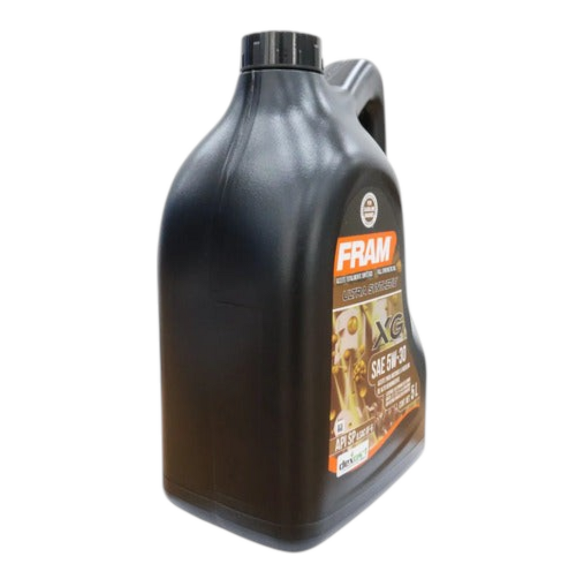 Garrafa de 5 litros de aceite sintético Fram 5W-30 para motor, disponible en KENAI´S COM