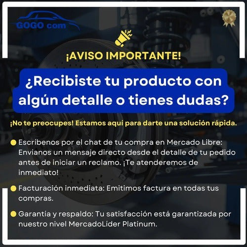 KENAI´S COM aviso de soporte al cliente para repuestos automotrices con fondo de sistema de frenos de disco