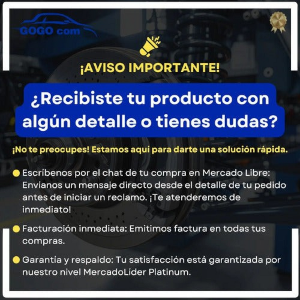 KENAI´S COM aviso de servicio al cliente para repuestos automotrices con fondo de taller mecánico