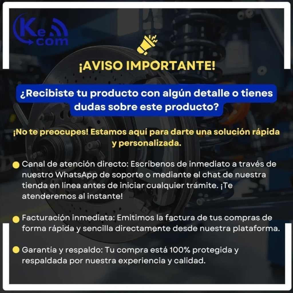 Anuncio de KENAI´S COM sobre soporte técnico para balatas de disco delanteras de VW Taigun 1.0 Turbo