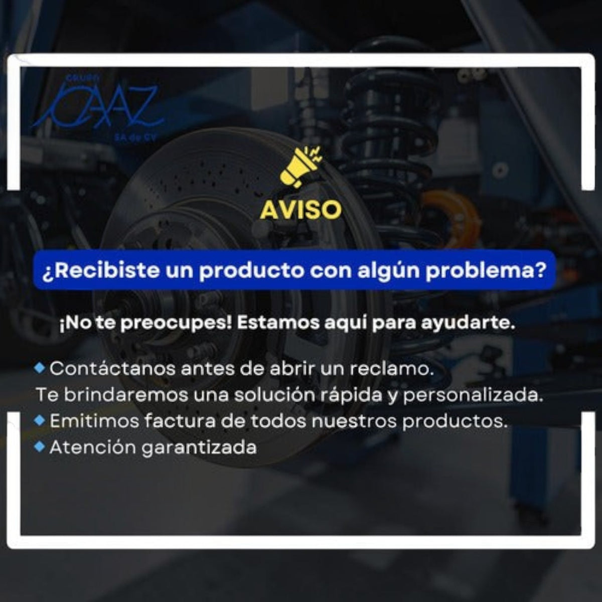 Aviso de KENAI´S COM sobre soporte técnico para balatas delanteras de Ford Territory 2024