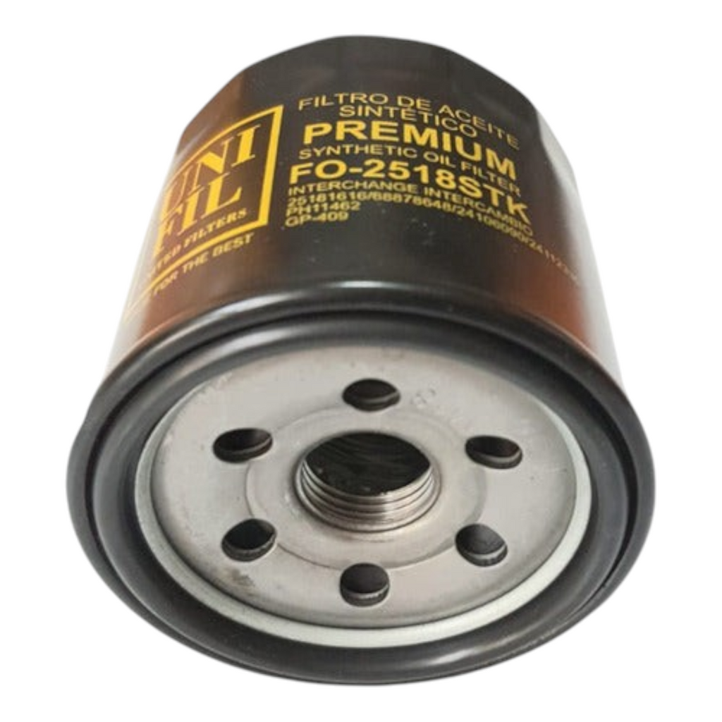 Filtro de aceite sintético premium KENAI´S COM para Chevrolet Onix 1.3L 2023, modelo FO-2518STK de color negro.