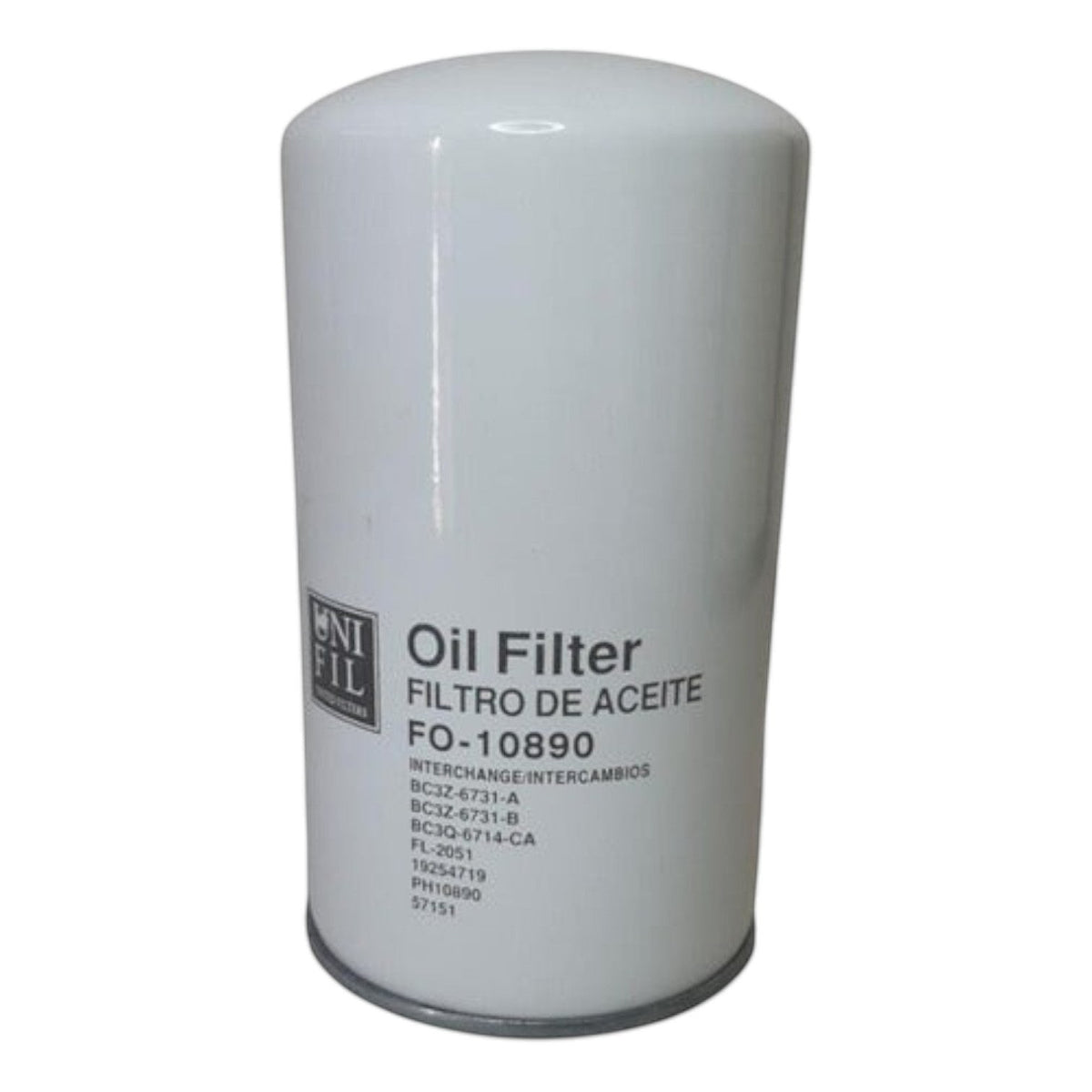 Filtro de aceite KENAI´S COM para Ford Super Duty 6.7L, modelo FO-10890 de color blanco con especificaciones técnicas