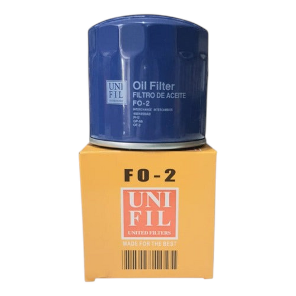 Filtro de aceite azul marca Unifil modelo FO-2 para Ford E-150 y E-250, vendido por KENAI´S COM
