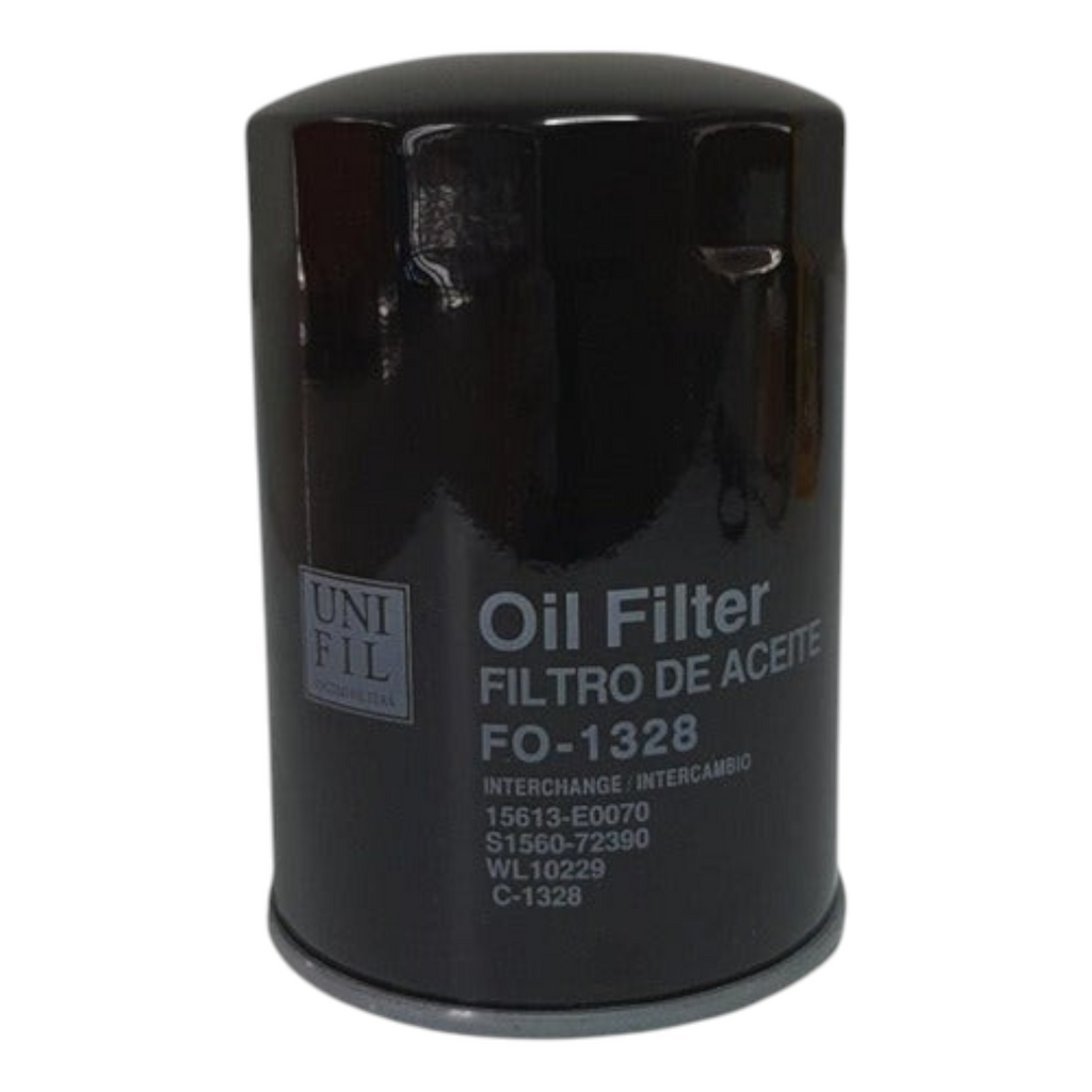 Filtro de aceite Unifil FO-1328 para camiones Hino 300 de KENAI´S COM, color negro con especificaciones técnicas.