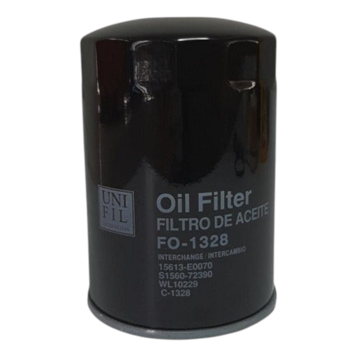 Filtro de aceite Unifil FO-1328 para camiones Hino 300 de KENAI´S COM, color negro con especificaciones técnicas.