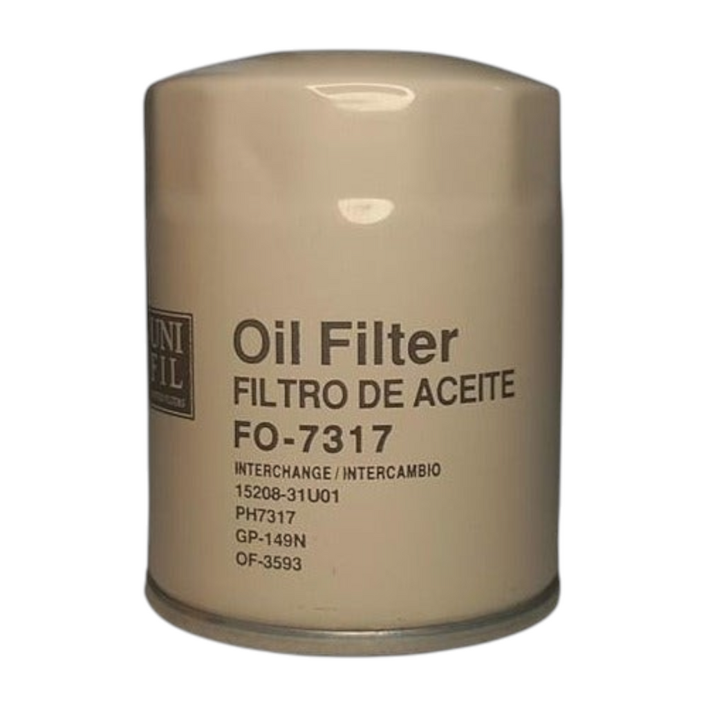 Filtro de aceite KENAI´S COM modelo FO-7317 para Hyundai Grand i10, componente cilíndrico metálico de color crema.