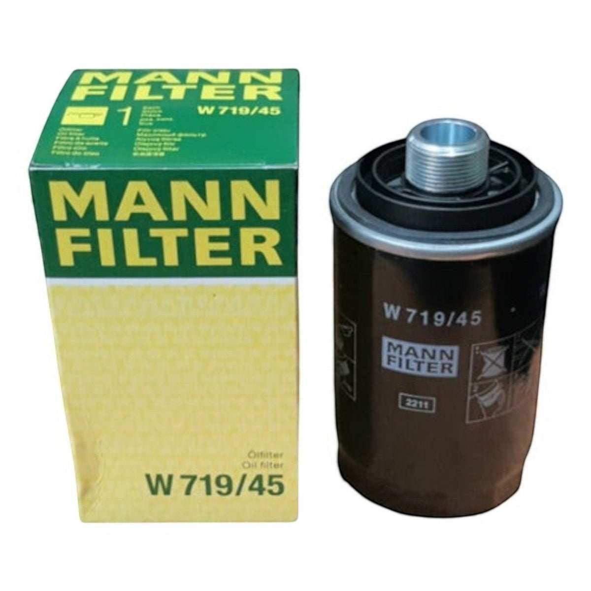 Filtro de aceite Mann Filter W719/45 para VW Jetta A6 GLI, producto original de KENAI´S COM en caja verde