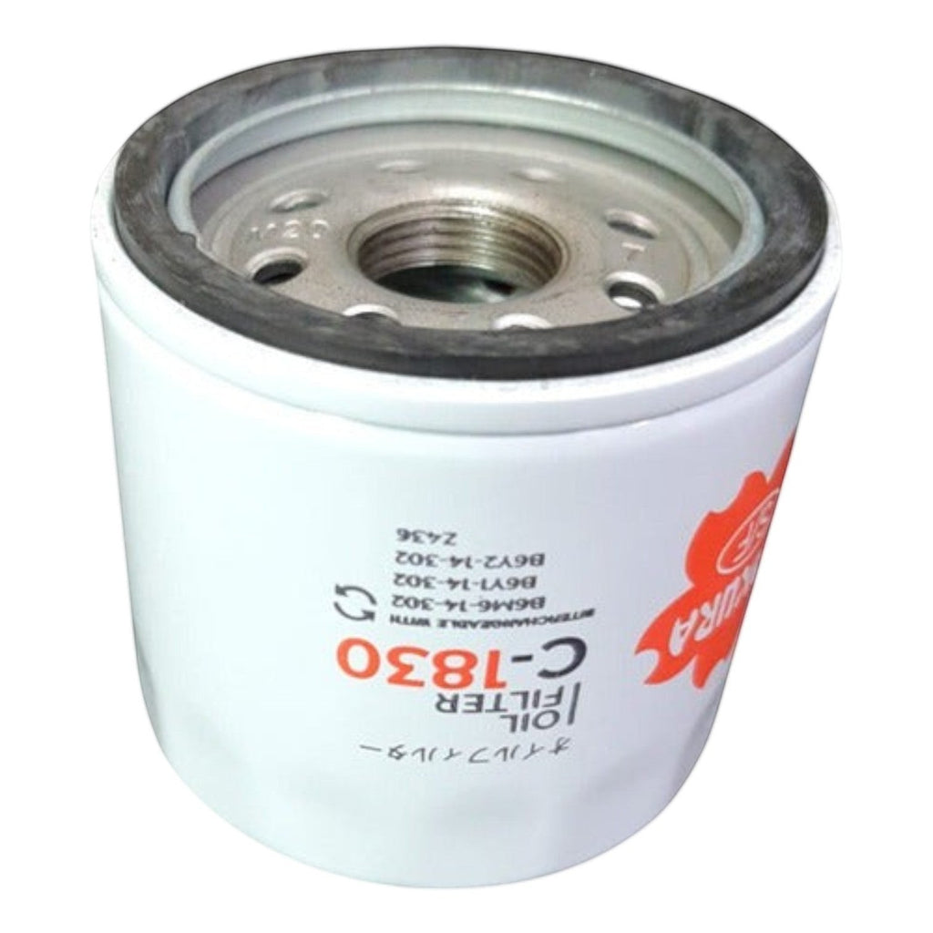 Filtro de aceite Sakura C-1830 para Mazda 2 de KENAI´S COM, diseño cilíndrico metálico con sello de goma negro.