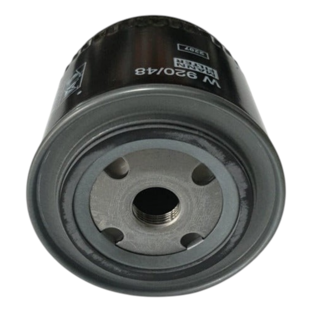Filtro de aceite negro W920/48 para Nissan Cabstar de KENAI´S COM, vista inferior de la base roscada