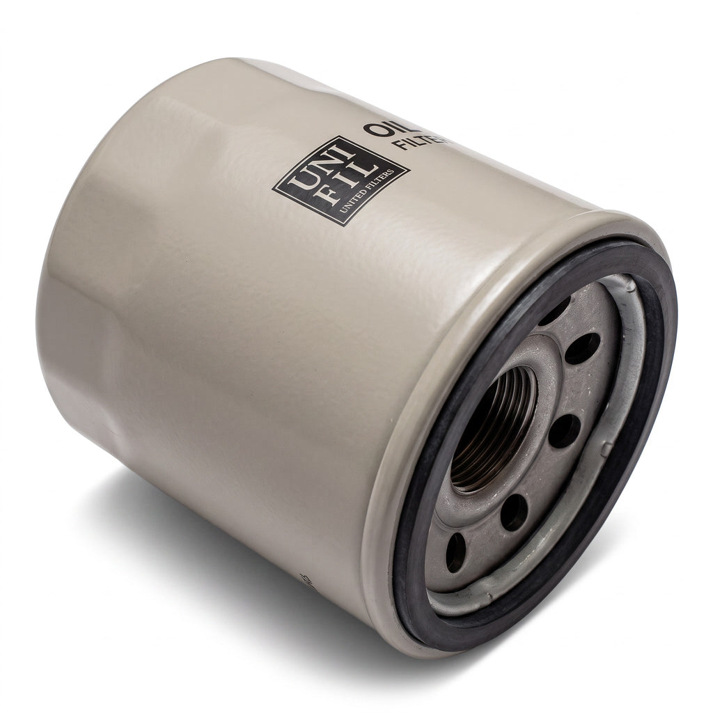 Filtro de aceite KENAI´S COM para Nissan Juke 1.6L, modelo FO-6607 de color gris con sello de goma negro.