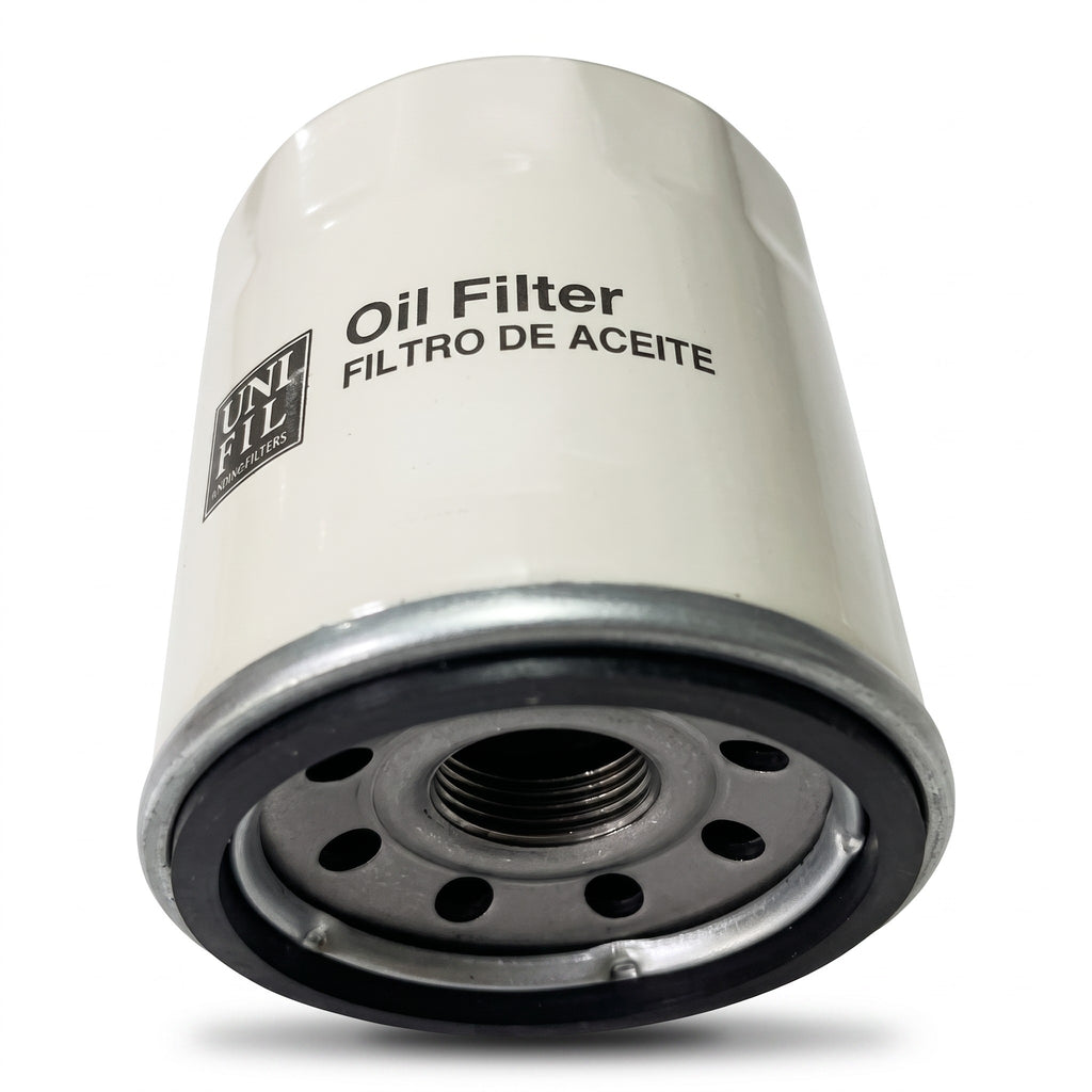 Filtro de aceite KENAI´S COM para Nissan Juke 1.6L, modelo FO-6607 de color blanco con sello de goma negro