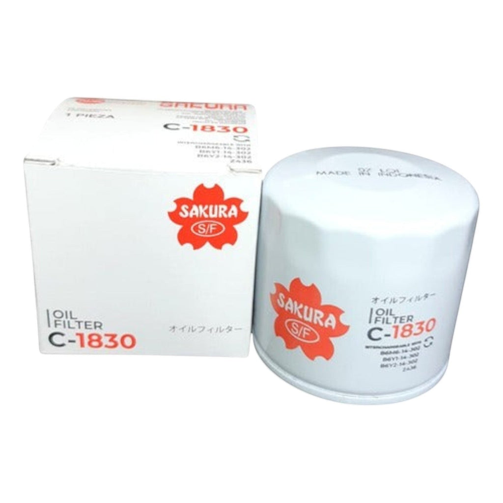 Filtro de aceite Sakura C-1830 blanco con caja original para Mazda 2, disponible en KENAI´S COM