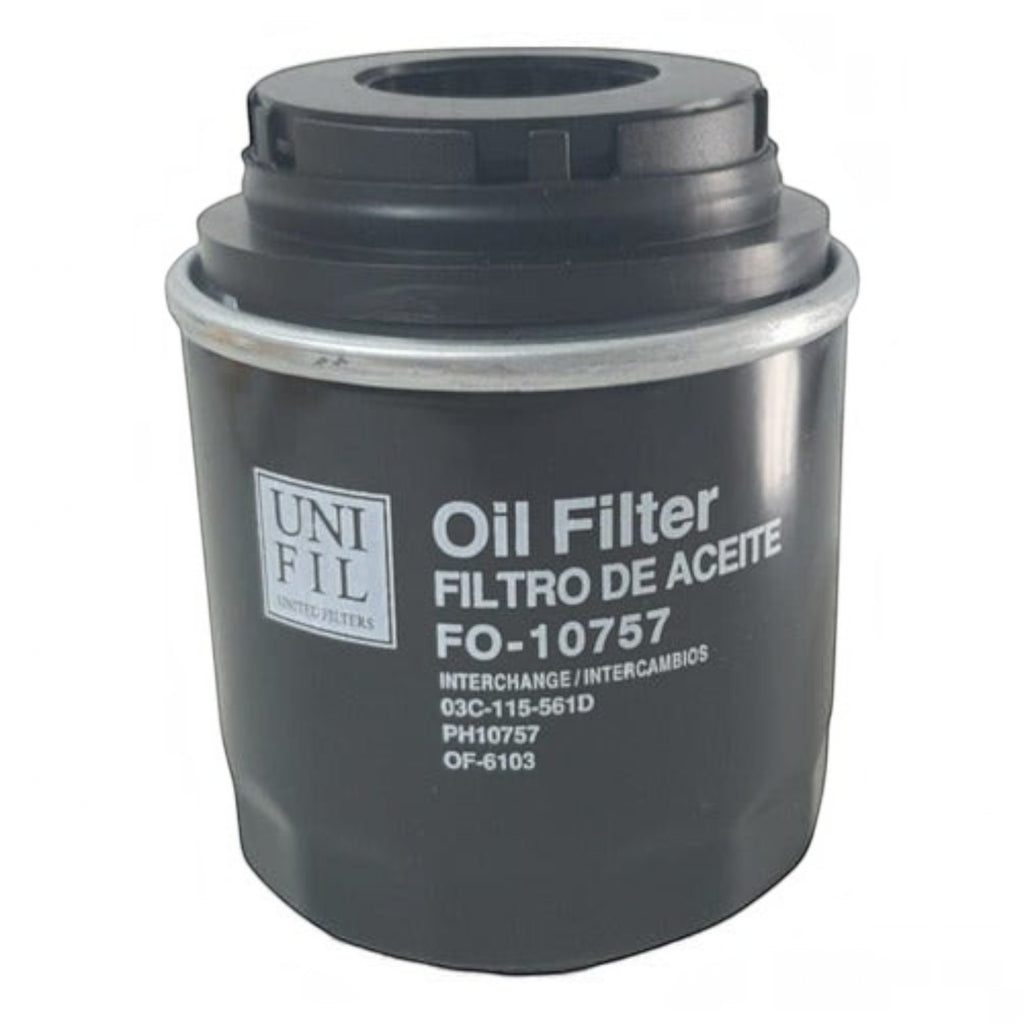Filtro de aceite KENAI´S COM modelo FO-10757 para Seat Ibiza, color negro con carcasa metálica cilíndrica