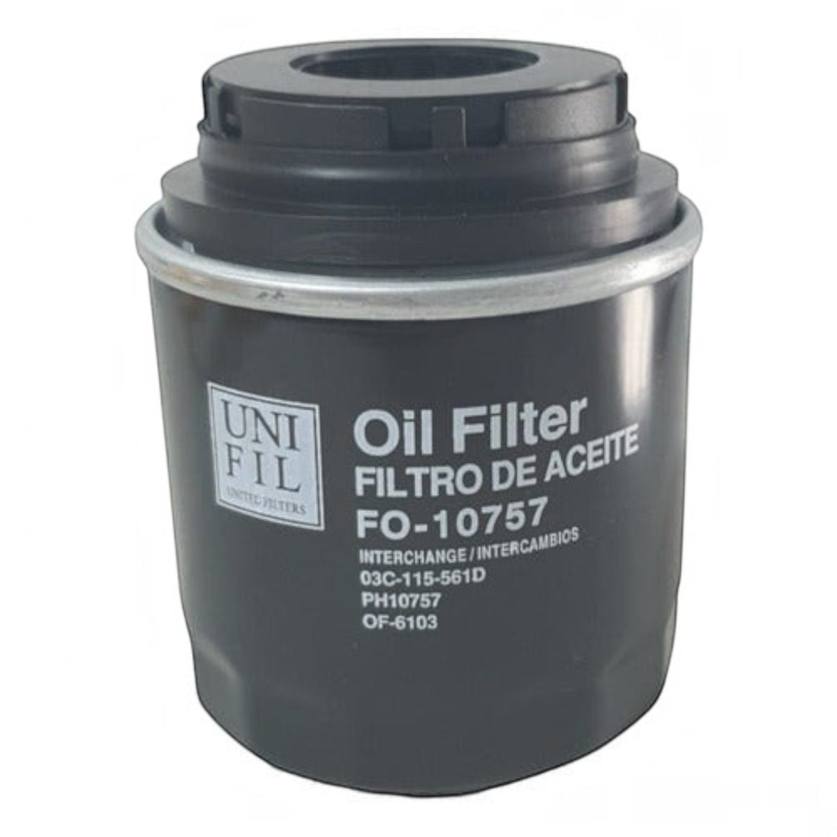 Filtro de aceite KENAI´S COM modelo FO-10757 para Seat Ibiza, color negro con carcasa metálica cilíndrica