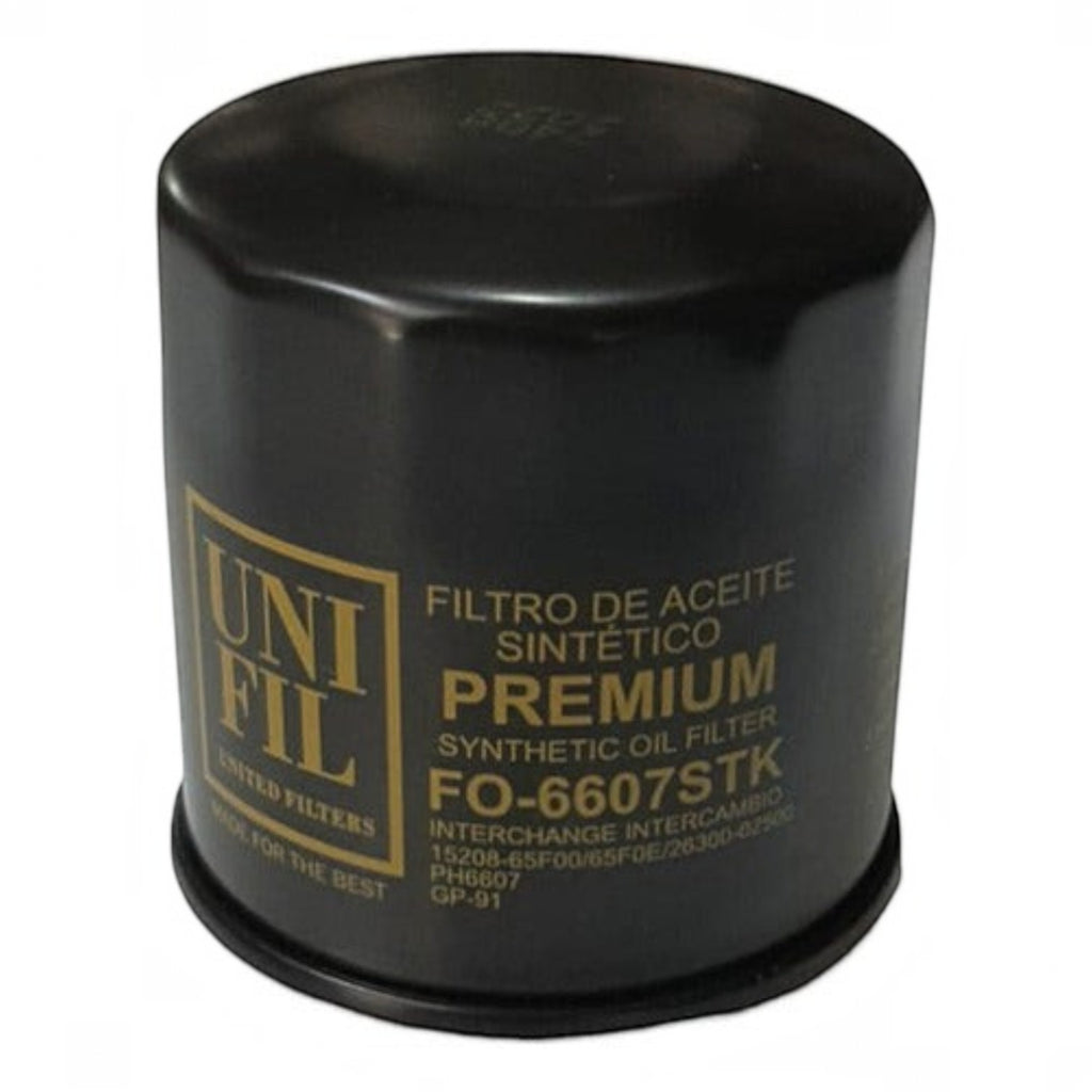 Filtro de aceite sintético Unifil FO-6607STK para Mazda CX-30 de KENAI´S COM, color negro con letras doradas.