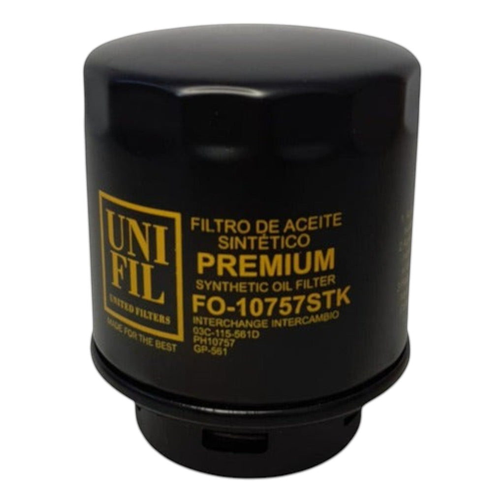 Filtro de aceite sintético negro KENAI´S COM para VW Vento 1.6L modelos 2014-2018 con etiqueta informativa amarilla