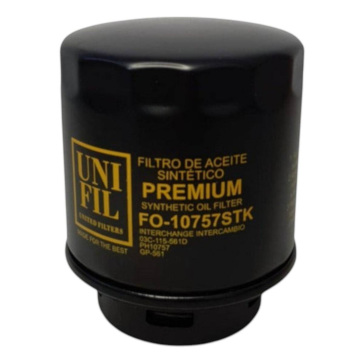 Filtro de aceite sintético negro KENAI´S COM para VW Vento 1.6L modelos 2014-2018 con etiqueta informativa amarilla