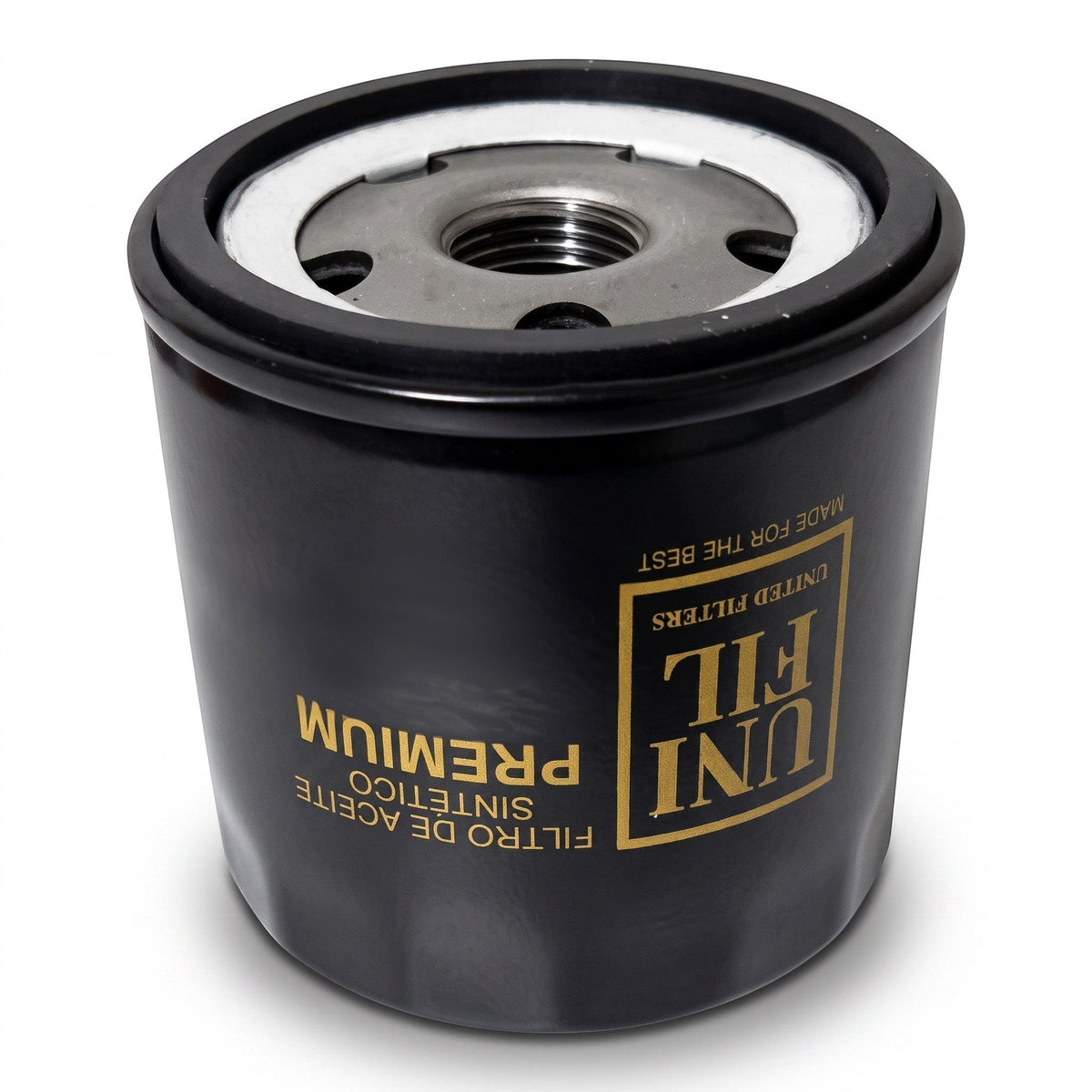 Filtro de aceite sintético negro para VW Virtus de KENAI´S COM, diseño cilíndrico con rosca metálica central.