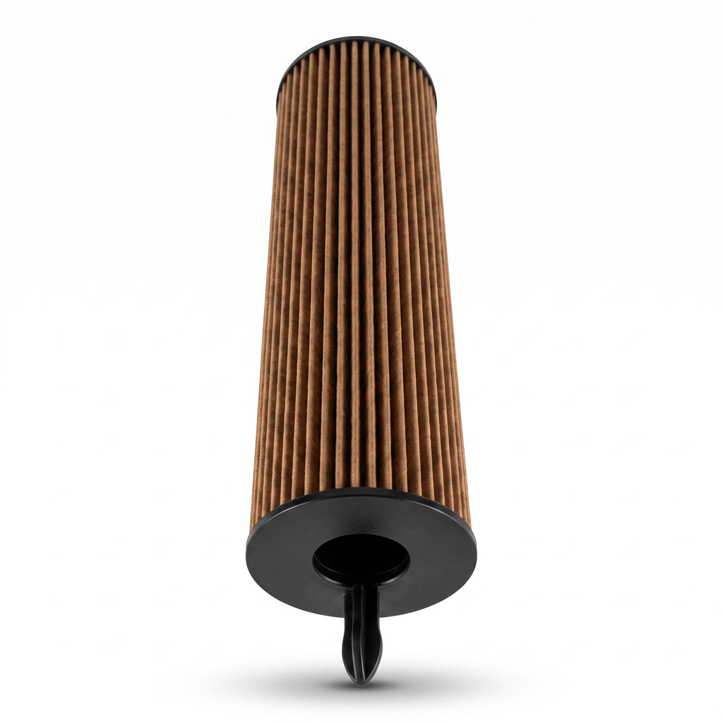 Filtro de aceite KENAI´S COM para motor diesel Sprinter 2023 2.0L, diseño cilíndrico de papel plisado con base negra.