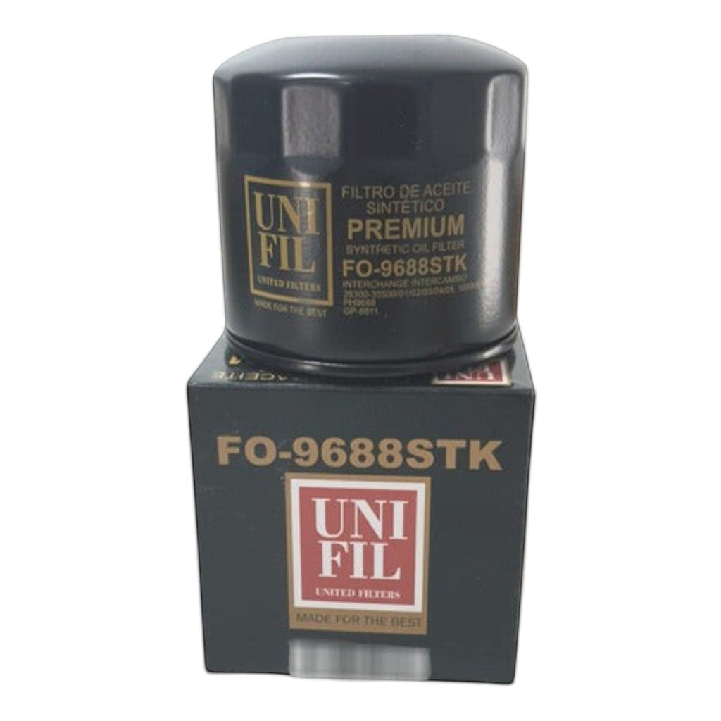 Filtro de aceite sintético Unifil FO-9688STK para Starex 2.4L de KENAI´S COM sobre su caja original negra