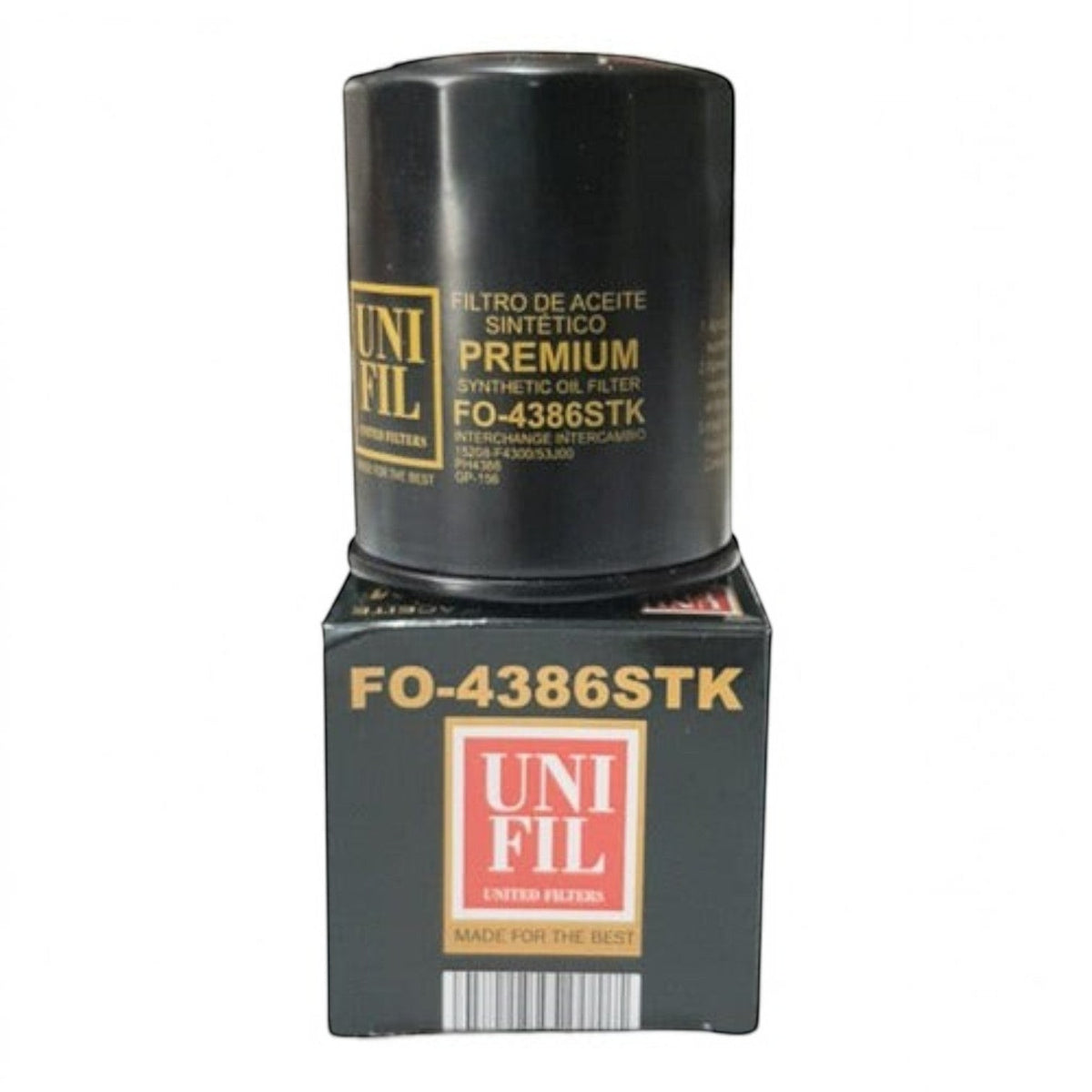 Filtro de aceite sintético Unifil FO-4386STK de KENAI´S COM para Suzuki Ciaz 1.4L, color negro con letras doradas.
