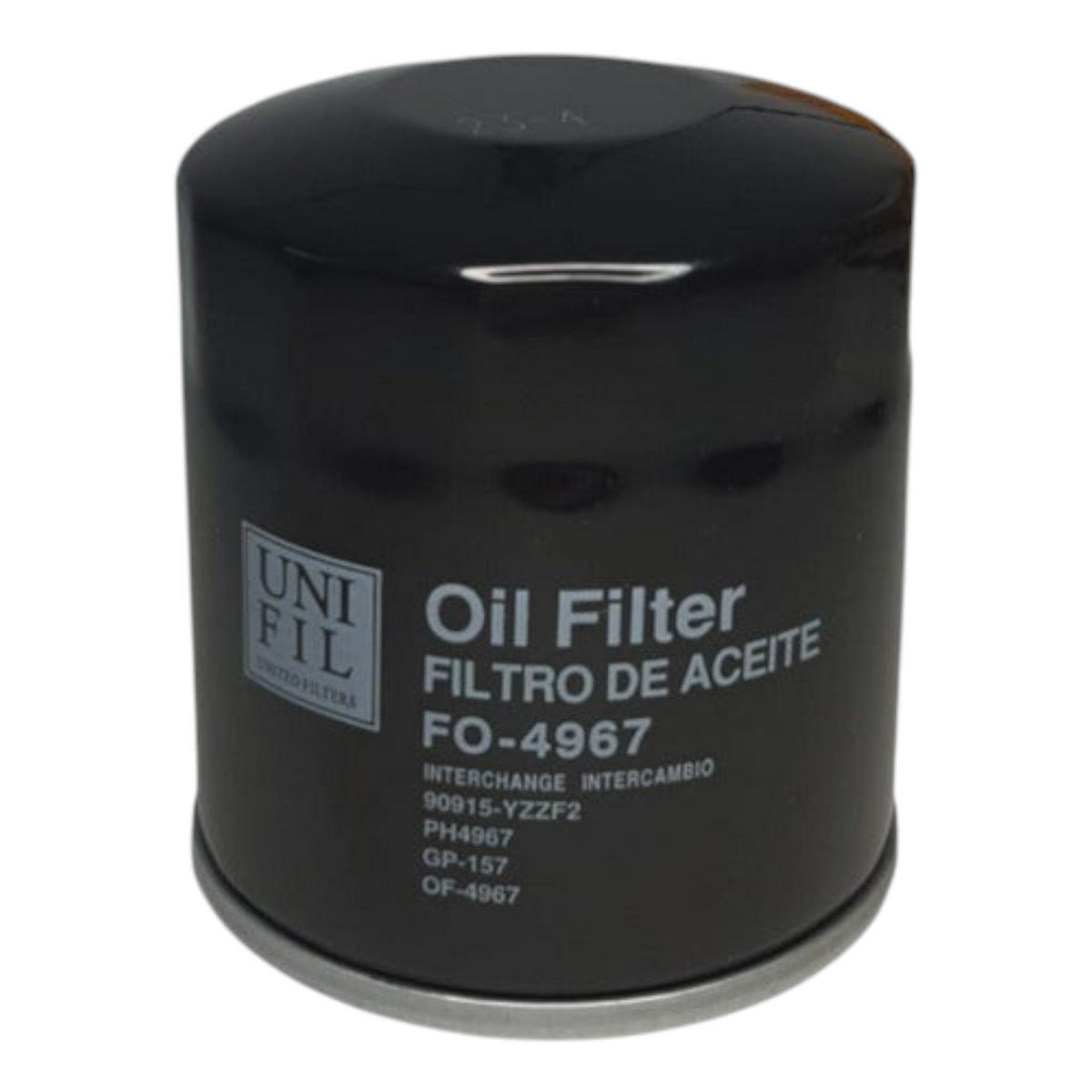 Filtro de aceite negro marca Unifil para Suzuki Swift 1.5 de KENAI´S COM, modelo FO-4967 con especificaciones técnicas