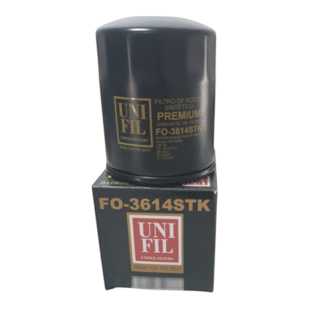 Filtro de aceite sintético premium KENAI´S COM para Toyota Hilux 2.8L Diesel, modelo FO-3614STK con caja original.