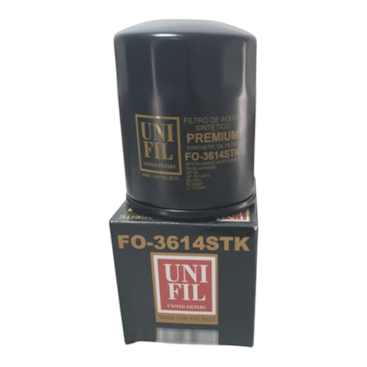Filtro de aceite sintético premium KENAI´S COM para Toyota Hilux 2.8L Diesel, modelo FO-3614STK con caja original.
