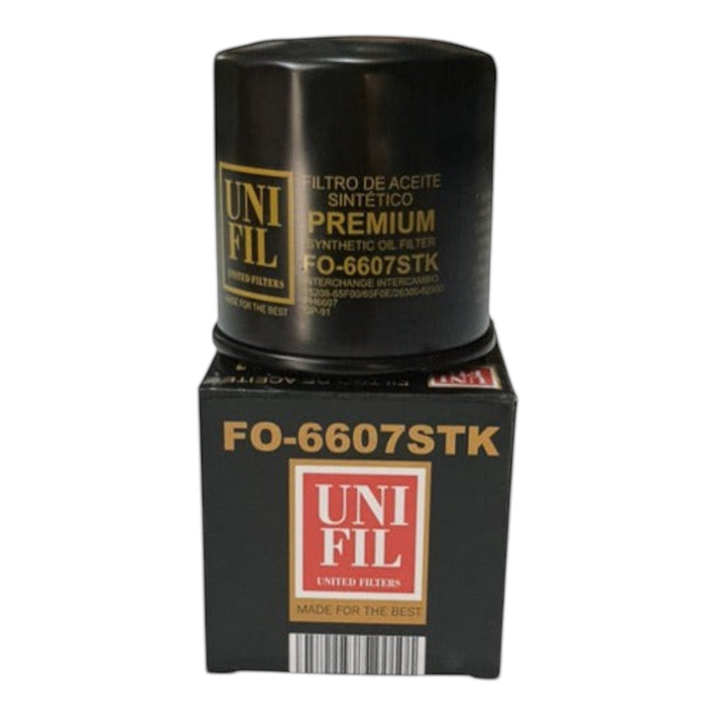 Filtro de aceite sintético Unifil FO-6607STK para Toyota Yaris de KENAI´S COM sobre su caja original negra