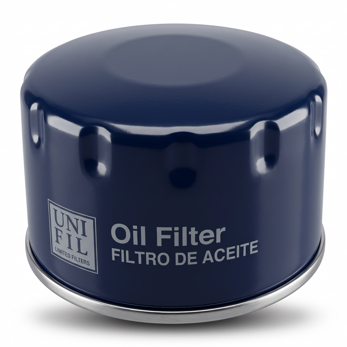 Filtro de aceite azul Unifil para motor de coche de KENAI´S COM, diseño cilíndrico metálico de alto rendimiento.