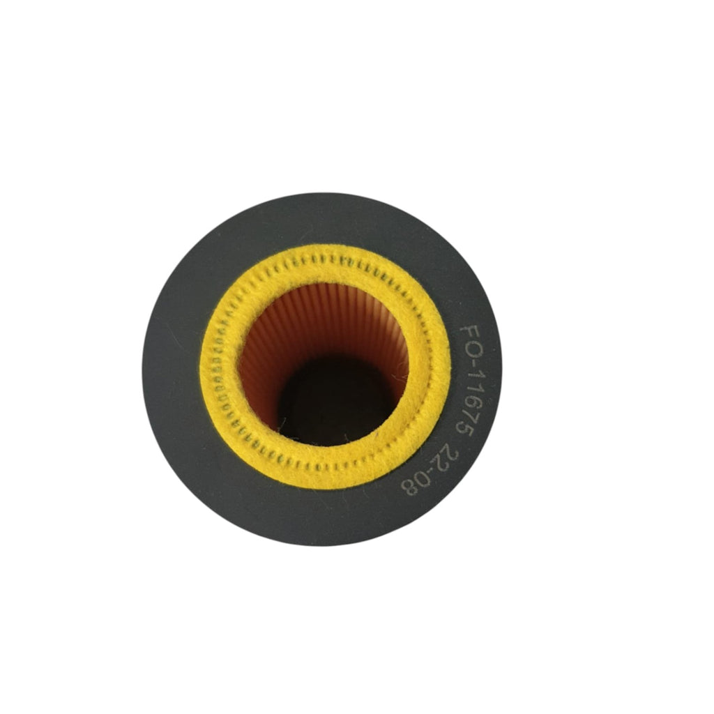 Filtro de aceite KENAI´S COM para VW Crafter 2.0L, diseño cilíndrico con sello amarillo y cuerpo naranja