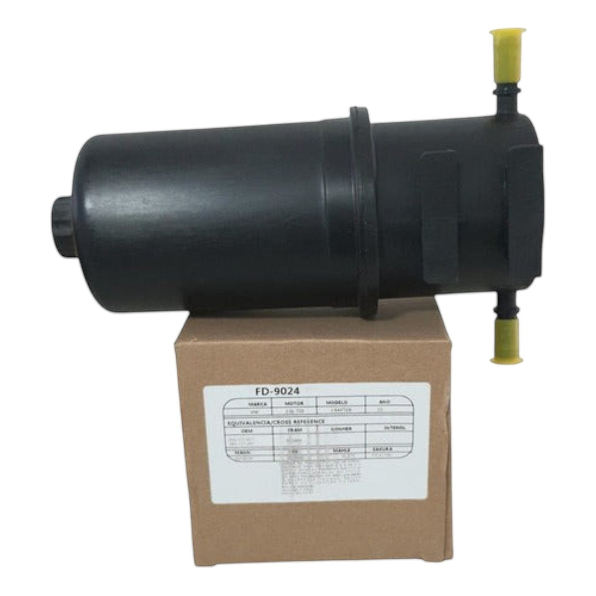 Filtro de aceite negro FD-9024 de KENAI´S COM para motor diesel VW Crafter 2.0L sobre su caja de cartón original