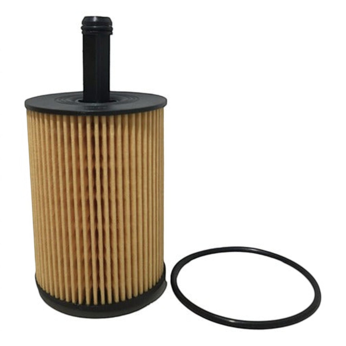 Filtro de aceite KENAI´S COM para VW Passat 3.6L, diseño cilíndrico de papel plisado con junta tórica negra.