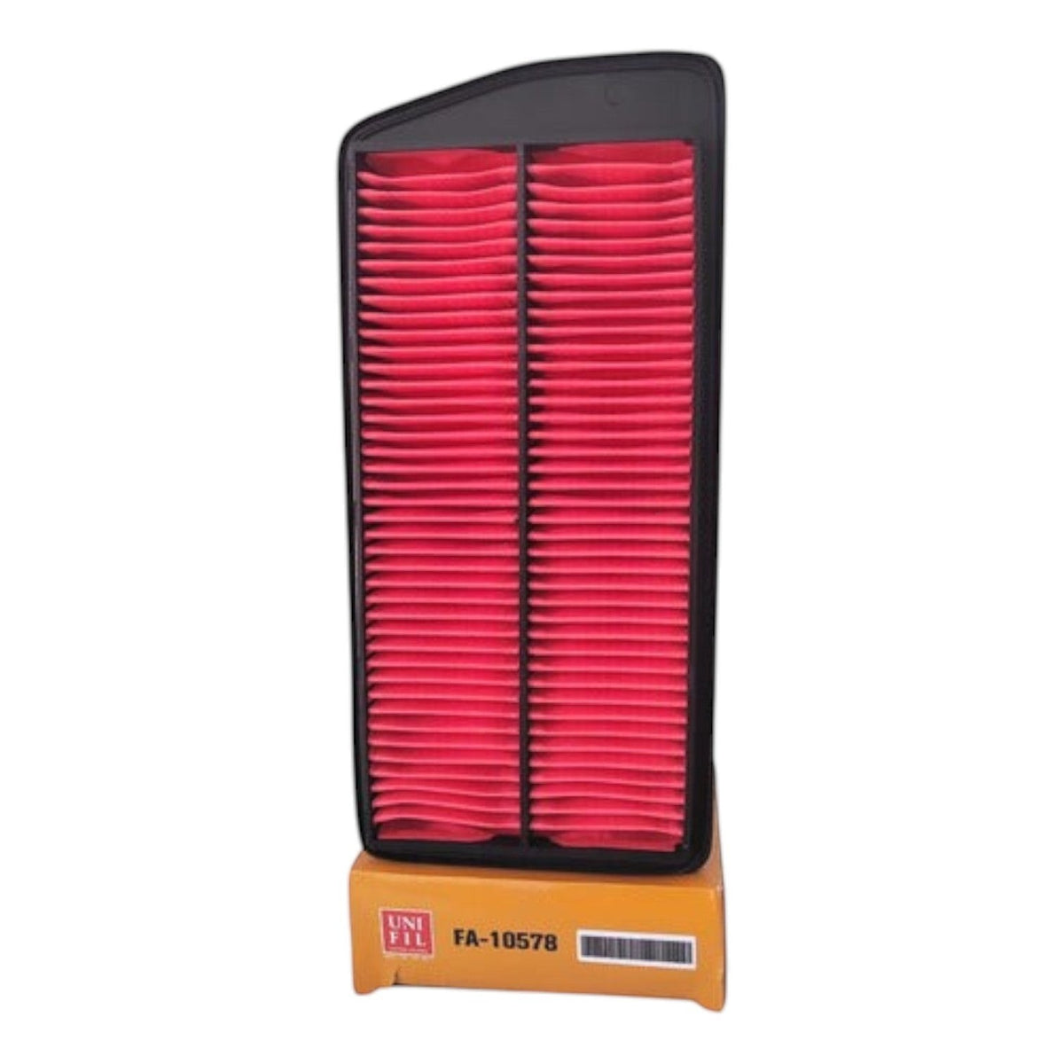 Filtro de aire rectangular Unifil FA-10578 para Acura RDX 2.3L de KENAI´S COM con marco negro y pliegues rojos
