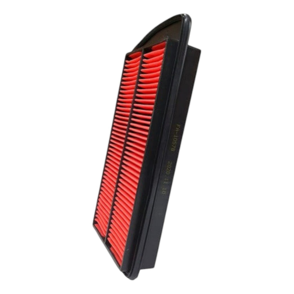 Filtro de aire rectangular KENAI´S COM para Acura RDX 2.3L, con marco negro y pliegues filtrantes de color rojo.
