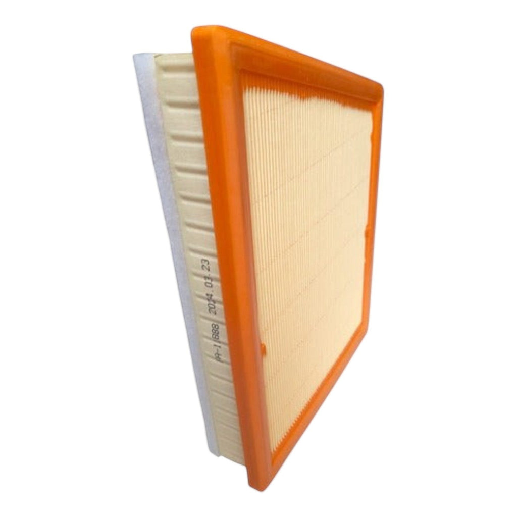 Filtro de aire rectangular KENAI´S COM para BMW X1 con marco naranja y medio filtrante plisado beige