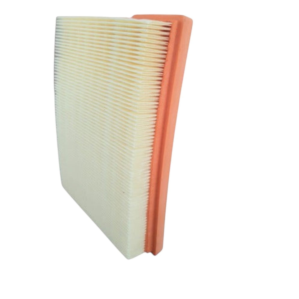 Filtro de aire rectangular KENAI´S COM para Chevrolet Onix 1.3L 2023 con marco naranja y pliegues blancos