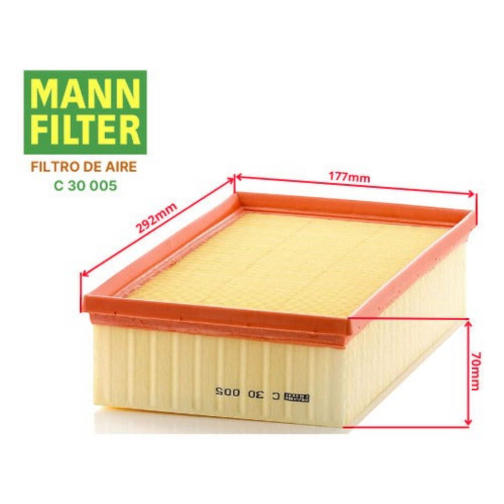 Filtro de aire MANN FILTER C 30 005 para Cupra Formentor 2.0, rectangular con marco naranja de KENAI´S COM