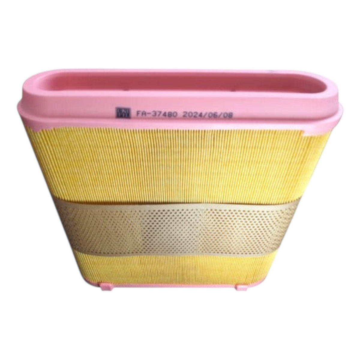 Filtro de aire rectangular amarillo con marco rosa de KENAI´S COM para camiones Delivery Cummins 2.8L
