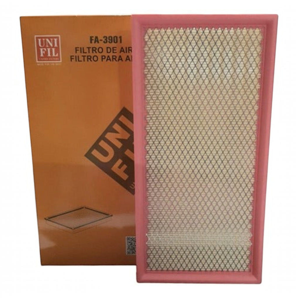 Filtro de aire rectangular Unifil FA-3901 para Dodge Dakota, con marco rosa y malla protectora, marca KENAI´S COM