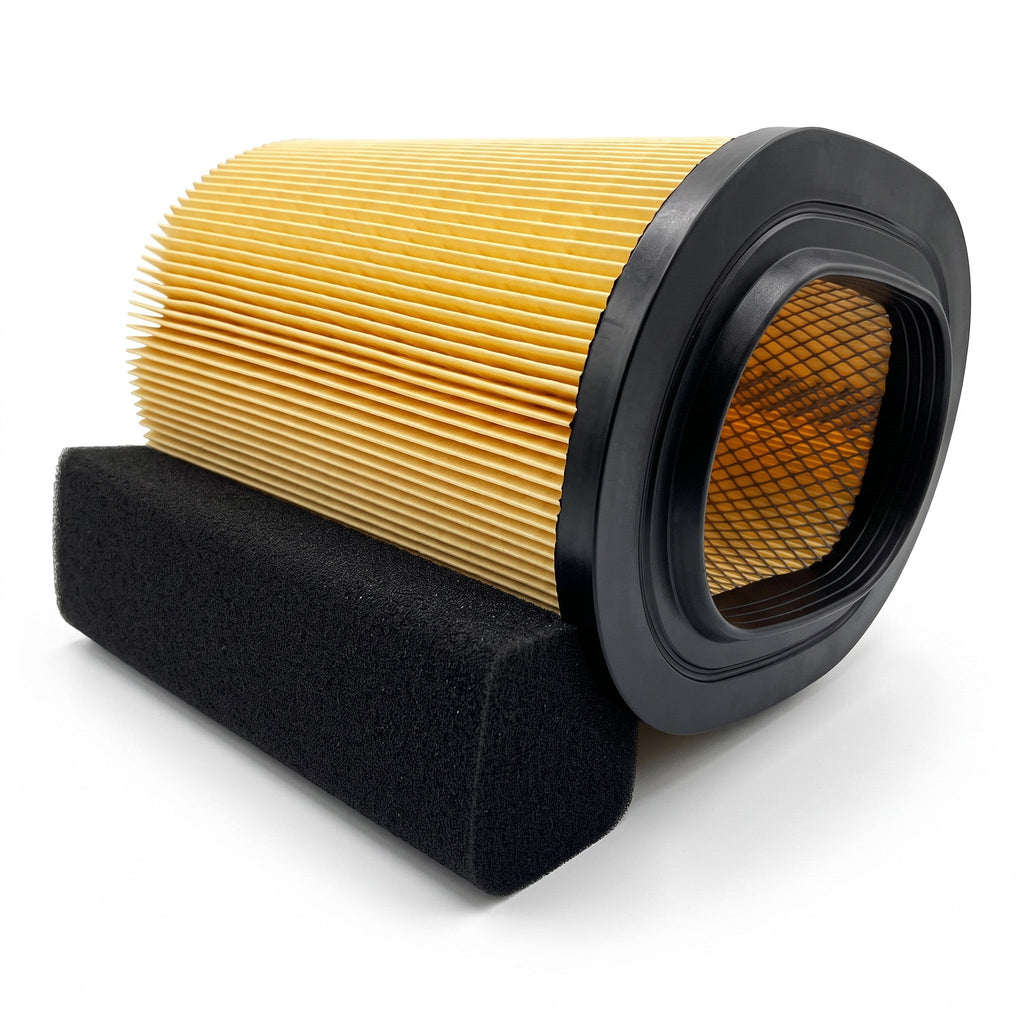 Filtro de aire cilíndrico amarillo con prefiltro de espuma negra de KENAI´S COM para Ford F-250 F-350 F-450