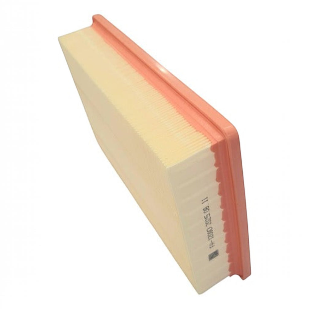Filtro de aire rectangular para Gac Emkoo 2024 de KENAI´S COM, con marco naranja y medio filtrante plisado beige.