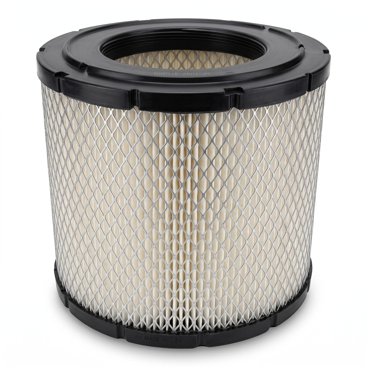 Filtro de aire cilíndrico Unifil para camiones Hino Serie 300 de KENAI´S COM, con malla metálica protectora.