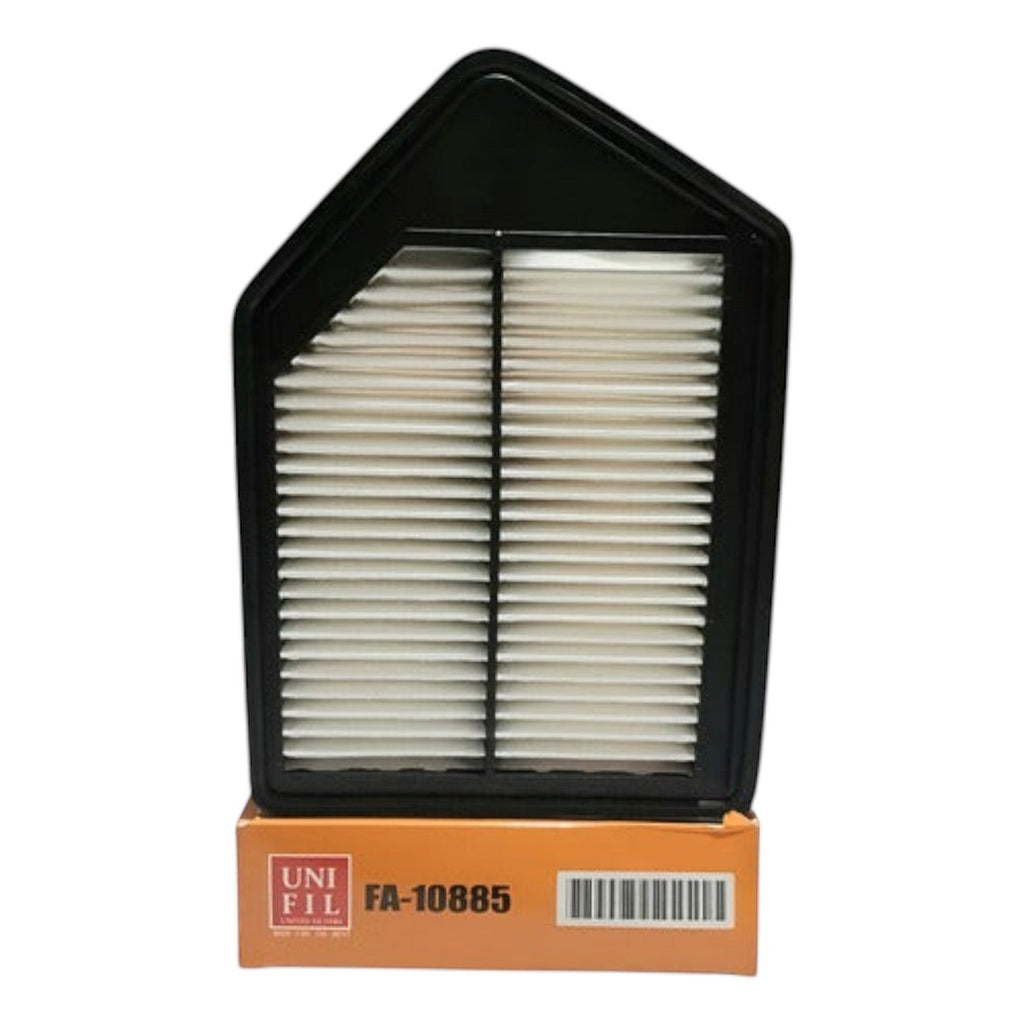 Filtro de aire KENAI´S COM para Honda CR-V 2010-2011, modelo Unifil FA-10885 con marco negro y pliegues blancos.