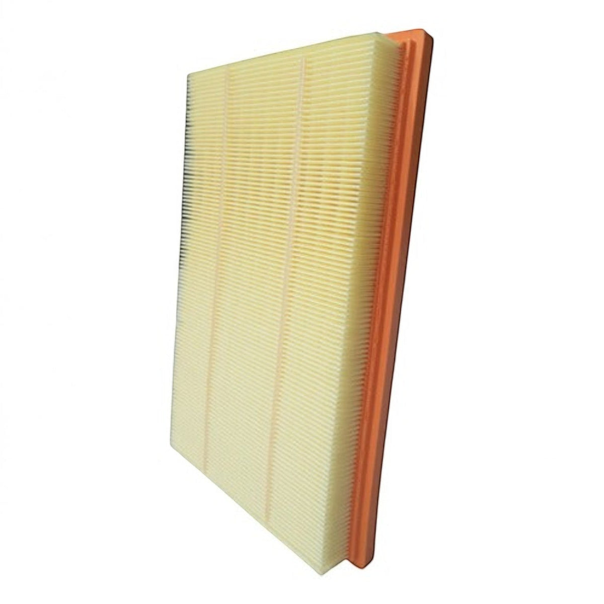 Filtro de aire rectangular KENAI´S COM para JAC J7 1.5L Turbo, fabricado con papel plisado y marco naranja.