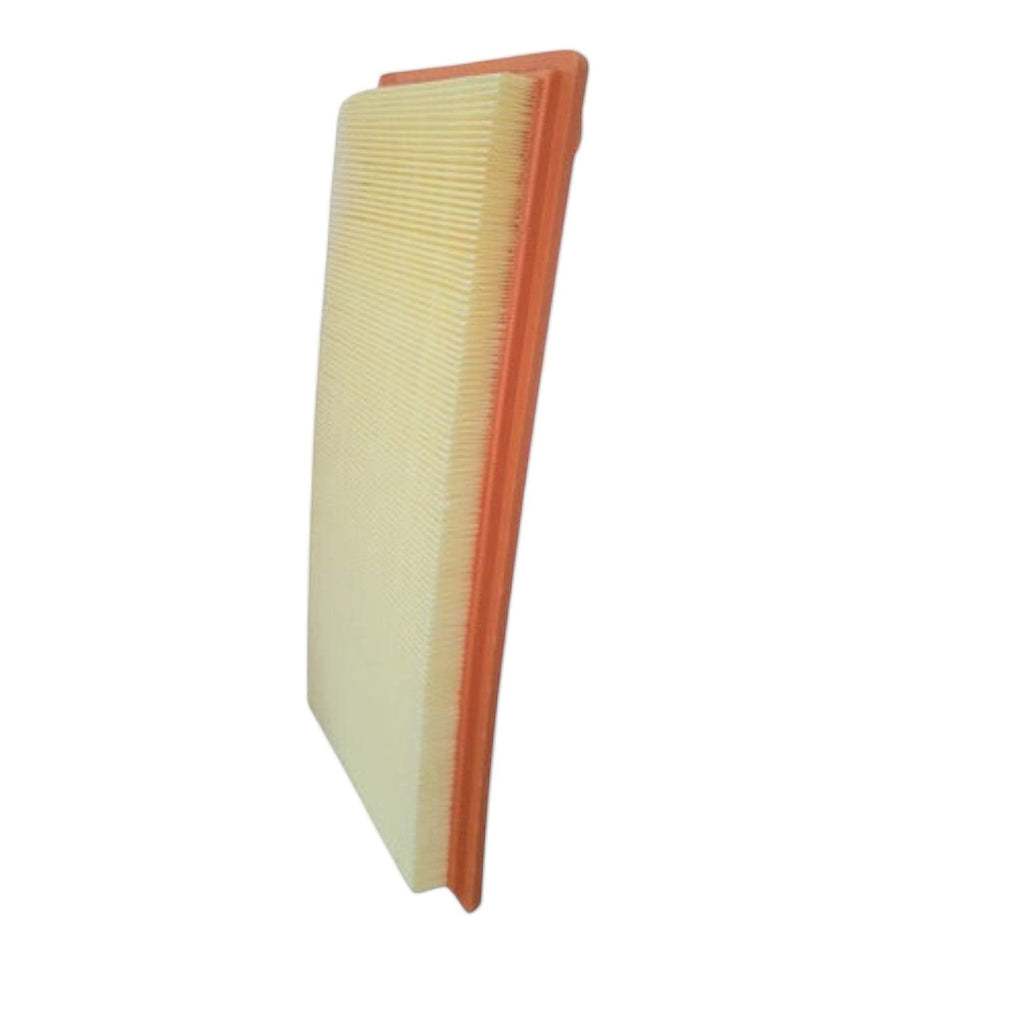 Filtro de aire rectangular para Jeep Patriot 2.4L de KENAI´S COM con marco naranja y medio filtrante plisado beige.