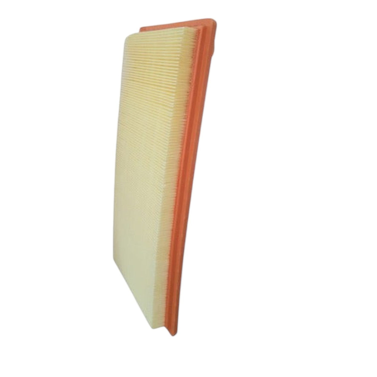 Filtro de aire rectangular para Jeep Patriot 2.4L de KENAI´S COM con marco naranja y medio filtrante plisado beige.