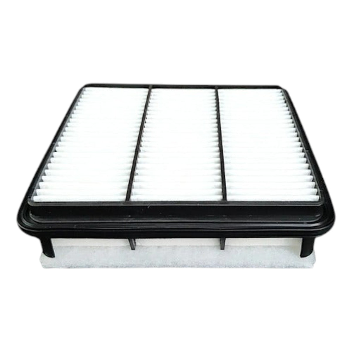 Filtro de aire rectangular para Mitsubishi L200 Diesel de KENAI´S COM con marco negro y pliegues blancos